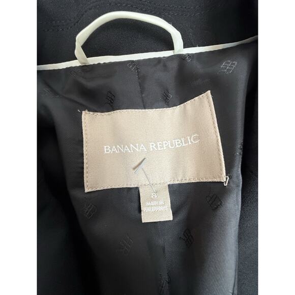 Banana Republic Blazer Womens 8 Black Slim Fit Wool Blend 2 Button Career Preppy - Picture 3 of 7